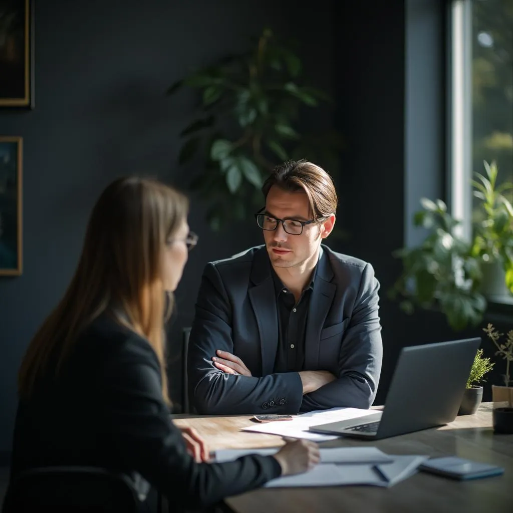 Consultor analizando datos